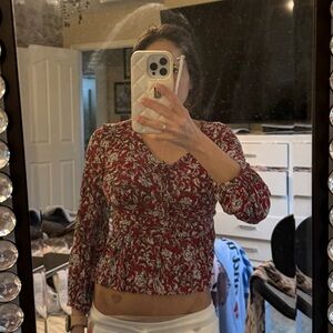 Small Red Floral Crop Top